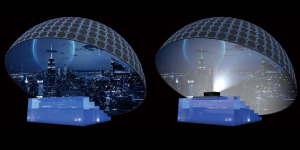 brightness contrast between led dome screen and projection dome
